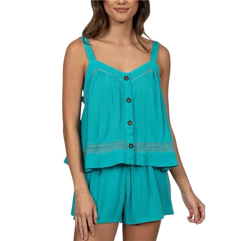 Hurley Turquoise Button-Front Tank & Shorts Set (Women’s Size S)